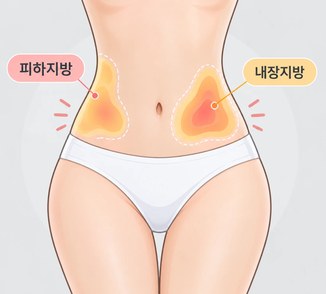 피하지방과 내장지방 — 지방분해 약침이 작용하는 피하지방